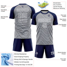 Загрузить изображение в средство просмотра галереи, Custom Gray Navy-White Wavy Lines Sports Sublimation Soccer Uniform Jersey
