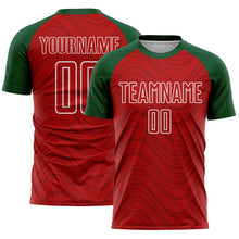 Загрузить изображение в средство просмотра галереи, Custom Red Green-White Wavy Lines Sports Sublimation Soccer Uniform Jersey
