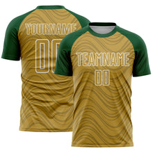 Загрузить изображение в средство просмотра галереи, Custom Old Gold Green-White Wavy Lines Sports Sublimation Soccer Uniform Jersey
