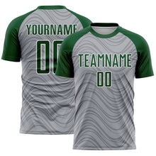 Загрузить изображение в средство просмотра галереи, Custom Gray Green-White Wavy Lines Sports Sublimation Soccer Uniform Jersey
