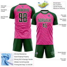 Загрузить изображение в средство просмотра галереи, Custom Pink Green-White Wavy Lines Sports Sublimation Soccer Uniform Jersey
