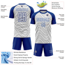 Загрузить изображение в средство просмотра галереи, Custom White Royal Wavy Lines Sports Sublimation Soccer Uniform Jersey
