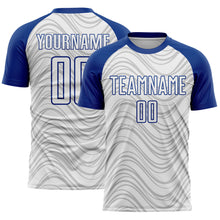 Загрузить изображение в средство просмотра галереи, Custom White Royal Wavy Lines Sports Sublimation Soccer Uniform Jersey
