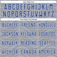 Загрузить изображение в средство просмотра галереи, Custom Gray Royal-White Wavy Lines Sports Sublimation Soccer Uniform Jersey
