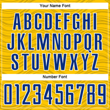 Загрузить изображение в средство просмотра галереи, Custom Yellow Royal-White Wavy Lines Sports Sublimation Soccer Uniform Jersey
