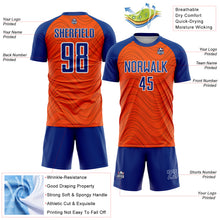 Загрузить изображение в средство просмотра галереи, Custom Orange Royal-White Wavy Lines Sports Sublimation Soccer Uniform Jersey
