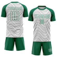 Загрузить изображение в средство просмотра галереи, Custom White Kelly Green Wavy Lines Sports Sublimation Soccer Uniform Jersey
