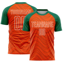 Загрузить изображение в средство просмотра галереи, Custom Orange Kelly Green-White Wavy Lines Sports Sublimation Soccer Uniform Jersey
