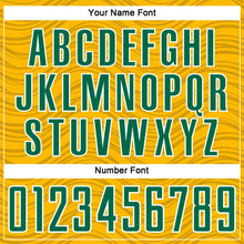 Laden Sie das Bild in den Galerie-Viewer, Custom Gold Kelly Green-White Wavy Lines Sports Sublimation Soccer Uniform Jersey
