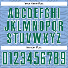 Загрузить изображение в средство просмотра галереи, Custom Light Blue Kelly Green-White Wavy Lines Sports Sublimation Soccer Uniform Jersey
