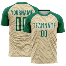 Загрузить изображение в средство просмотра галереи, Custom Cream Kelly Green-White Wavy Lines Sports Sublimation Soccer Uniform Jersey
