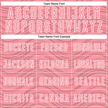 Загрузить изображение в средство просмотра галереи, Custom Medium Pink Kelly Green-White Wavy Lines Sports Sublimation Soccer Uniform Jersey
