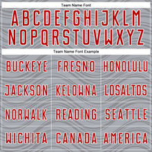 Загрузить изображение в средство просмотра галереи, Custom Gray Red-White Wavy Lines Sports Sublimation Soccer Uniform Jersey
