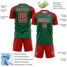 Загрузить изображение в средство просмотра галереи, Custom Kelly Green Red-White Wavy Lines Sports Sublimation Soccer Uniform Jersey
