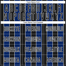 Load image into Gallery viewer, Custom Black Royal-White Pinstripe Line Sports Sublimation Soccer Uniform Jersey
