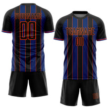 Load image into Gallery viewer, Custom Black Royal-Orange Pinstripe Line Sports Sublimation Soccer Uniform Jersey
