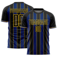 Load image into Gallery viewer, Custom Black Royal-Yellow Pinstripe Line Sports Sublimation Soccer Uniform Jersey
