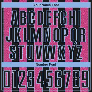 Custom Black Pink-Light Blue Pinstripe Line Sports Sublimation Soccer Uniform Jersey