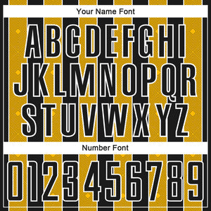 Custom Black Gold-White Pinstripe Line Sports Sublimation Soccer Uniform Jersey