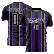 Load image into Gallery viewer, Custom Black Purple-White Pinstripe Line Sports Sublimation Soccer Uniform Jersey
