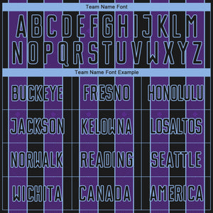 Custom Black Purple-Light Blue Pinstripe Line Sports Sublimation Soccer Uniform Jersey