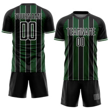 Load image into Gallery viewer, Custom Black Green-White Pinstripe Line Sports Sublimation Soccer Uniform Jersey
