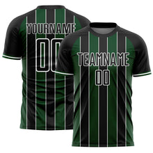 Load image into Gallery viewer, Custom Black Green-White Pinstripe Line Sports Sublimation Soccer Uniform Jersey
