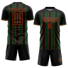 Load image into Gallery viewer, Custom Black Green-Orange Pinstripe Line Sports Sublimation Soccer Uniform Jersey
