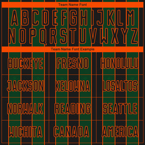 Custom Black Green-Orange Pinstripe Line Sports Sublimation Soccer Uniform Jersey
