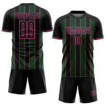 Load image into Gallery viewer, Custom Black Green-Pink Pinstripe Line Sports Sublimation Soccer Uniform Jersey
