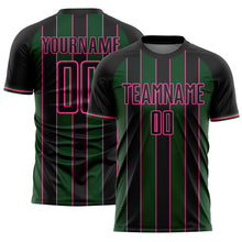Load image into Gallery viewer, Custom Black Green-Pink Pinstripe Line Sports Sublimation Soccer Uniform Jersey
