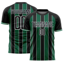 Load image into Gallery viewer, Custom Black Kelly Green-White Pinstripe Line Sports Sublimation Soccer Uniform Jersey
