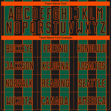 Laden Sie das Bild in den Galerie-Viewer, Custom Black Kelly Green-Orange Pinstripe Line Sports Sublimation Soccer Uniform Jersey
