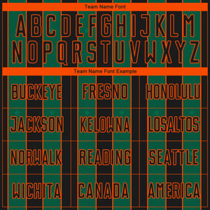 Custom Black Kelly Green-Orange Pinstripe Line Sports Sublimation Soccer Uniform Jersey