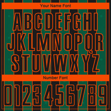 Laden Sie das Bild in den Galerie-Viewer, Custom Black Kelly Green-Orange Pinstripe Line Sports Sublimation Soccer Uniform Jersey
