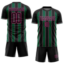 Загрузить изображение в средство просмотра галереи, Custom Black Kelly Green-Pink Pinstripe Line Sports Sublimation Soccer Uniform Jersey
