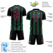 Загрузить изображение в средство просмотра галереи, Custom Black Kelly Green-Pink Pinstripe Line Sports Sublimation Soccer Uniform Jersey
