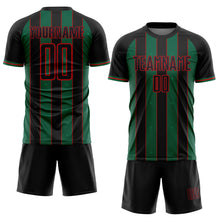 Загрузить изображение в средство просмотра галереи, Custom Black Kelly Green-Red Pinstripe Line Sports Sublimation Soccer Uniform Jersey
