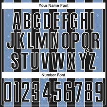 Laden Sie das Bild in den Galerie-Viewer, Custom Black Light Blue-White Pinstripe Line Sports Sublimation Soccer Uniform Jersey
