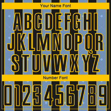 Загрузить изображение в средство просмотра галереи, Custom Black Light Blue-Yellow Pinstripe Line Sports Sublimation Soccer Uniform Jersey
