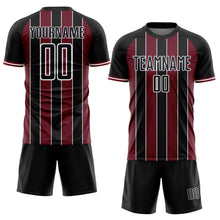 Загрузить изображение в средство просмотра галереи, Custom Black Crimson-White Pinstripe Line Sports Sublimation Soccer Uniform Jersey
