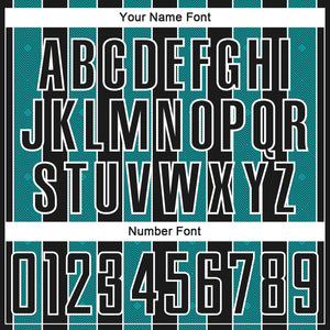 Custom Black Teal-White Pinstripe Line Sports Sublimation Soccer Uniform Jersey