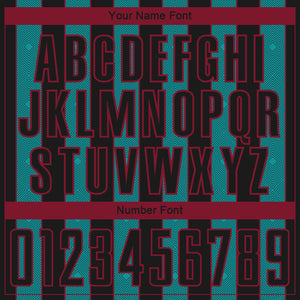 Custom Black Teal-Crimson Pinstripe Line Sports Sublimation Soccer Uniform Jersey