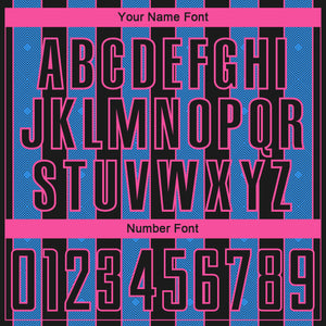 Custom Black Powder Blue-Pink Pinstripe Line Sports Sublimation Soccer Uniform Jersey