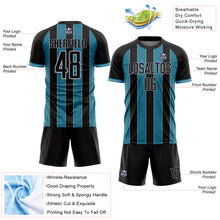 Загрузить изображение в средство просмотра галереи, Custom Black Panther Blue-Gray Pinstripe Line Sports Sublimation Soccer Uniform Jersey
