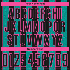Custom Black Aqua-Pink Pinstripe Line Sports Sublimation Soccer Uniform Jersey
