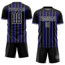 Загрузить изображение в средство просмотра галереи, Custom Black Dark Purple-White Pinstripe Line Sports Sublimation Soccer Uniform Jersey

