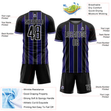 Загрузить изображение в средство просмотра галереи, Custom Black Dark Purple-White Pinstripe Line Sports Sublimation Soccer Uniform Jersey
