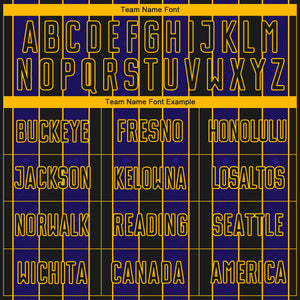 Custom Black Dark Purple-Gold Pinstripe Line Sports Sublimation Soccer Uniform Jersey