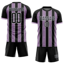 Laden Sie das Bild in den Galerie-Viewer, Custom Black Light Purple-White Pinstripe Line Sports Sublimation Soccer Uniform Jersey
